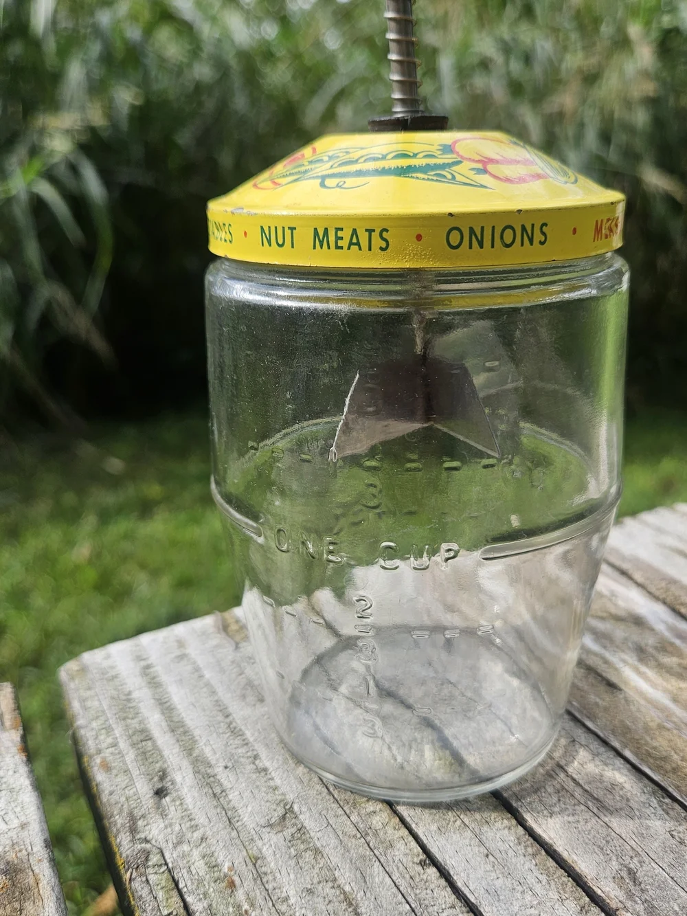 Vintage Spring-action Hand Food and Nut Chopper, likely from the 1940s